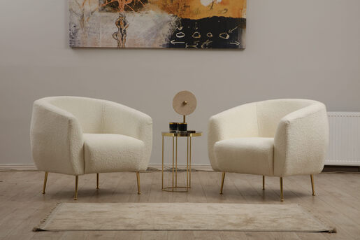 Fotelja, Krem, Eses Cream Bouclette