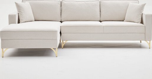 Kutna garnitura, Krem Zlato, Berlin Left - Cream, Gold