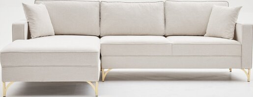 Kutna garnitura, Krem Zlato, Berlin Left - Cream, Gold