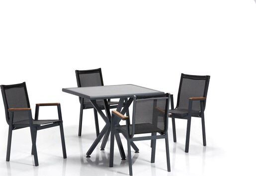 Set vrtnih stolova i stolica (5 komada), siva crna boja, Samara Bahçe Masa Takımı - 2