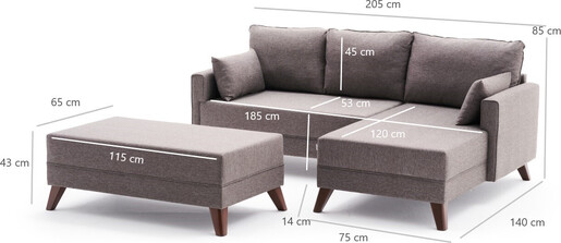 Kutna garnitura na razvlačenje, Smeđa, Bella Mini Corner Sofa Right - Brown