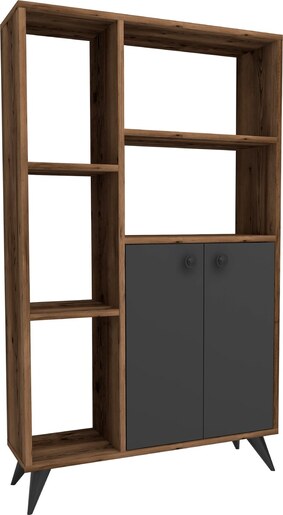 Polica za knjige, Meldan - Light Walnut, Anthracite