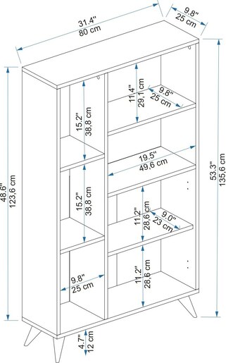 Polica za knjige, Meldan - Light Walnut, Anthracite