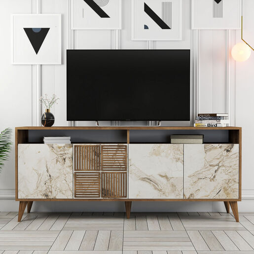 Komoda MILAN MARBLE, Milan - Walnut, White Marble
