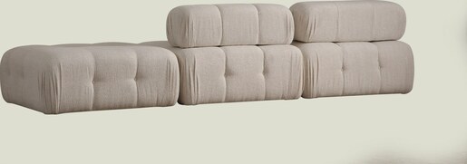 Trosjed Doblo 3 Seater ( L1-O1-Pouffe) Cream Bouclette