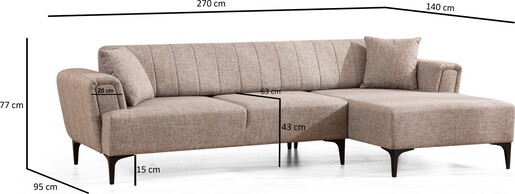 Kutna garnitura na razvlačenje Hamlet desni - svjetlo smeđa