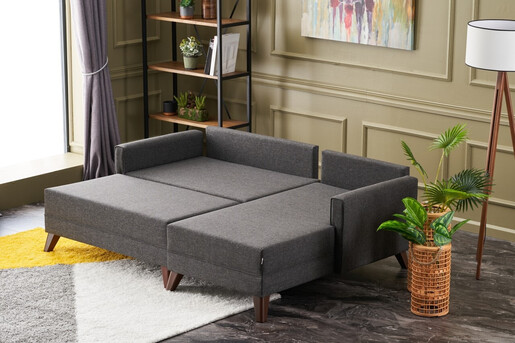 Kutna garnitura na razvlačenje, Antracit, Bella Mini Corner Sofa Right - Anthracite