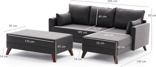 Kutna garnitura na razvlačenje, Antracit, Bella Mini Corner Sofa Right - Anthracite