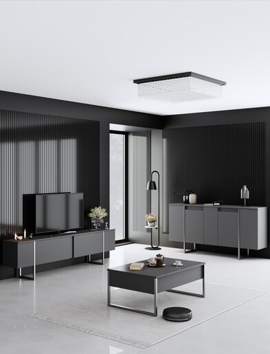 Set namještaja za dnevni boravak LUXE, antracit, srebrna boja