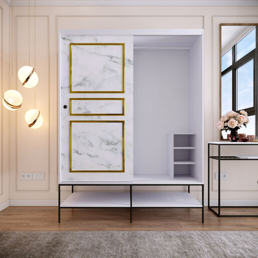 Garderoba, Martin Sürgülü 150 - White, Black, Gold