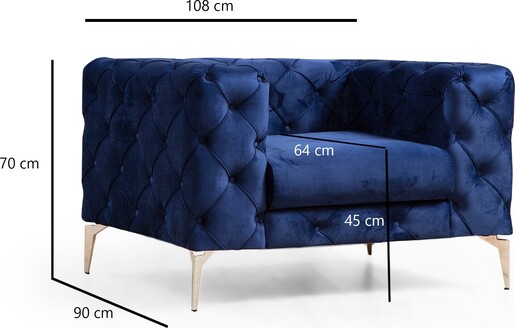 Fotelja, Mornarsko plava, Como - Navy Blue