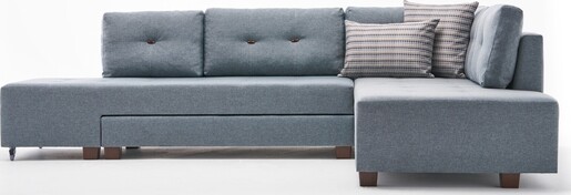 Kutna garnitura na razvlačenje, Svijetlo plava, Manama Corner Sofa Bed Right - Light Blue