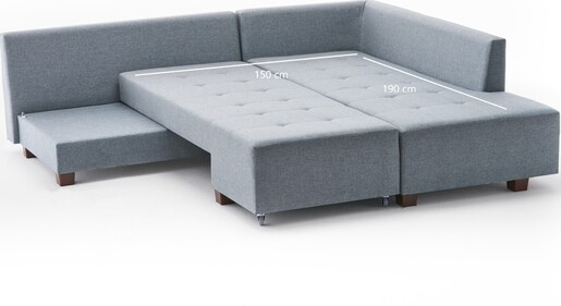 Kutna garnitura na razvlačenje, Svijetlo plava, Manama Corner Sofa Bed Right - Light Blue