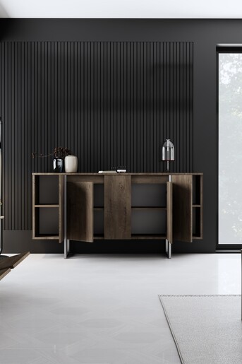 Komoda LUXE, boja oraha, srebrna boja