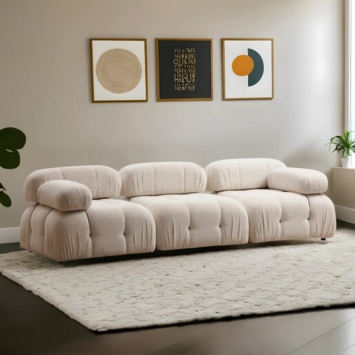 Trosjed, Krem, Bubble 3 Seater ( L1-O1-1R) - Bouclette