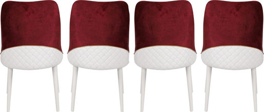 Set stolica (4 komada), Bordo crvena Bijela boja, Nova 782