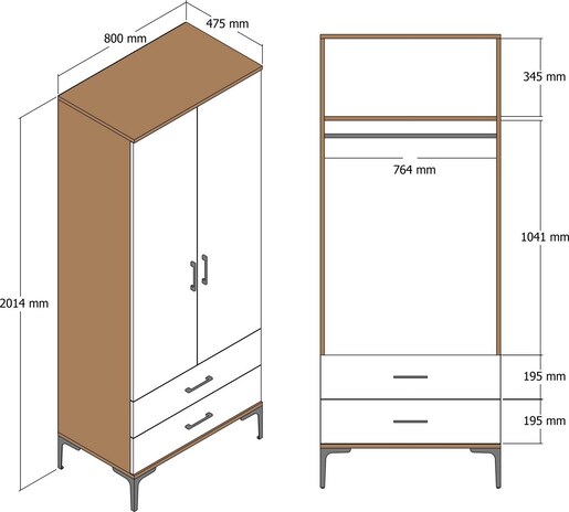 Ormar, Kumsal T - Walnut, Anthracite