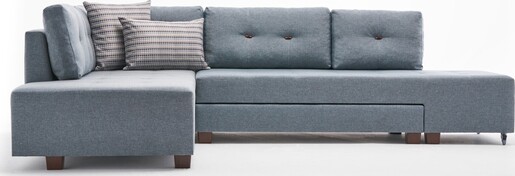 Kutna garnitura na razvlačenje, Svijetlo plava, Manama Corner Sofa Bed Left - Light Blue