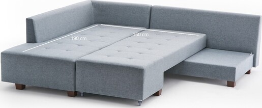 Kutna garnitura na razvlačenje, Svijetlo plava, Manama Corner Sofa Bed Left - Light Blue