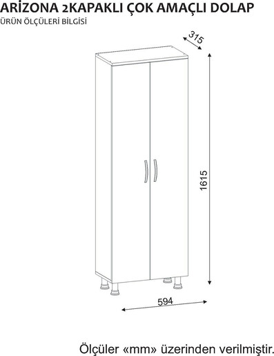 Kupaonski ormarić, Bijela boja, Arizona 2 Kapak - White