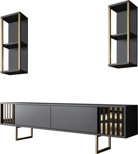 Set namještaja za dnevnu sobu, Gold Line - Anthracite, Gold