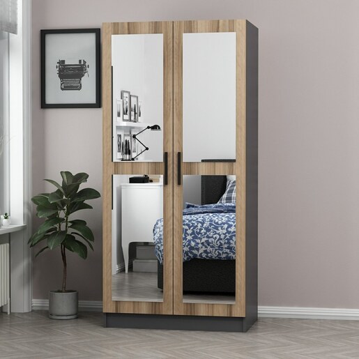 Garderoba, Kale Mirror Anthracite Oak - 210