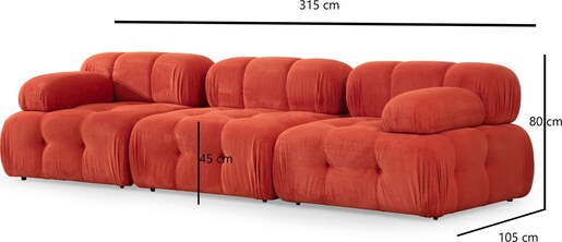Trosjed Doblo 3 Seater ( L1-O1-1R) - Peach