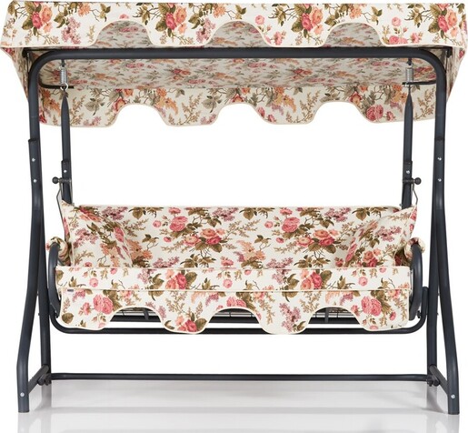 Vrtni trosjed za ljuljanje, višebojno boja, Ruta 3 Kişilik Bahçe Balkon Teras Salıncağı - 5