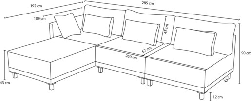 Kutna garnitura na razvlačenje Matris desni - sivi