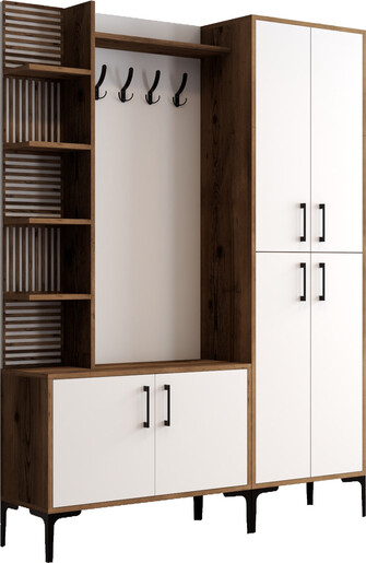 Ormar za predvorje VIYANA WHITE, Viyana DA - Walnut, White