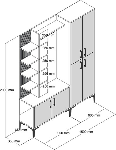 Ormar za predvorje VIYANA WHITE, Viyana DA - Walnut, White