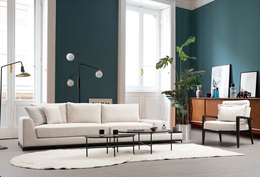 Četverosjed, LINE s integriranim stolićem, bež, Line With Side Table - Beige