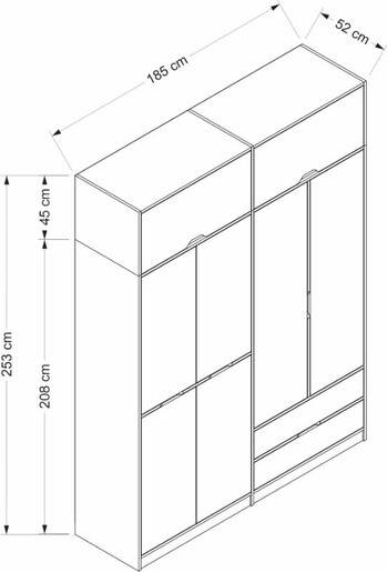 Ormar za odjeću ELINA - 8908, antracit, Dore