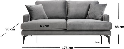 Dvosjed PAPIRA siva, Papira 2 Seater - Grey