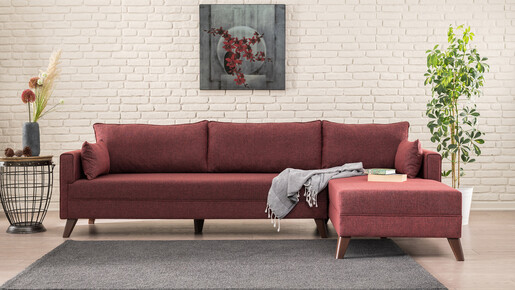 Kutna garnitura, Bordo crvena, Bella Corner Sofa Right 1 - Claret Red