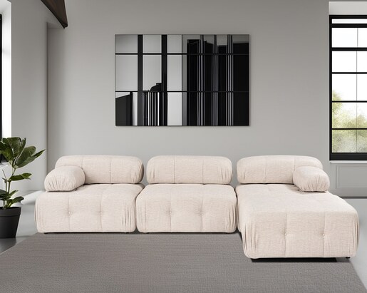 Kutna garnitura Doblo 3 Seater with Pouffe ( L1-O1-1R-Pouffe) - svjetlo smeđa