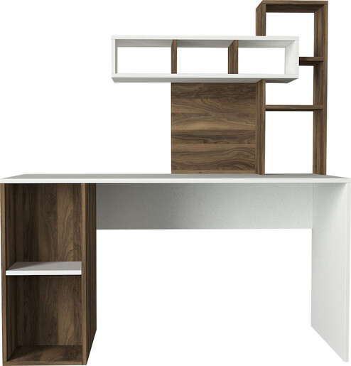 Radni stol, Bijela boja Orah, Coral - White, Walnut