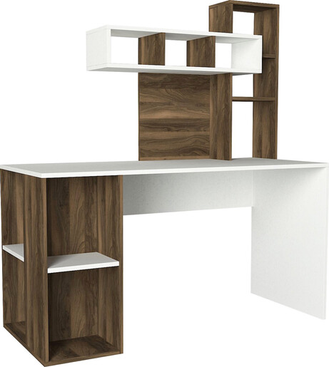 Radni stol, Bijela boja Orah, Coral - White, Walnut