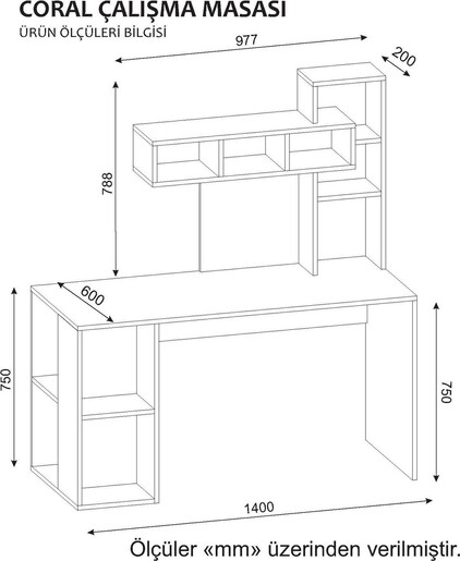 Radni stol, Bijela boja Orah, Coral - White, Walnut