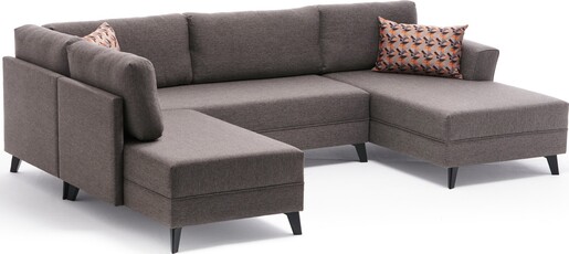 Kutna garnitura na razvlačenje, Smeđa, Eris - Brown