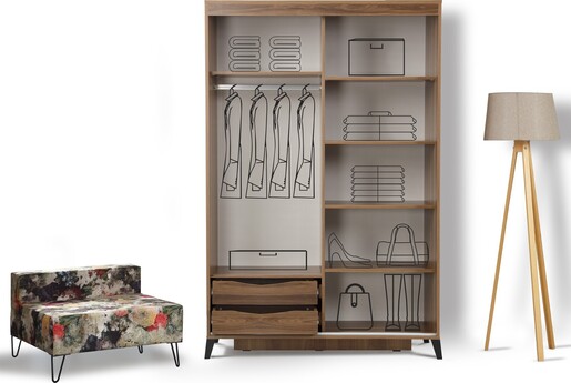 Garderoba, Pasific Home Fuga - 130 Ceviz Dolap