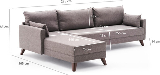 Kutna garnitura, Smeđa, Bella Corner Sofa Left - Brown