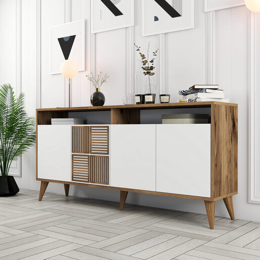 Konzola, Milan 160 - Walnut, White