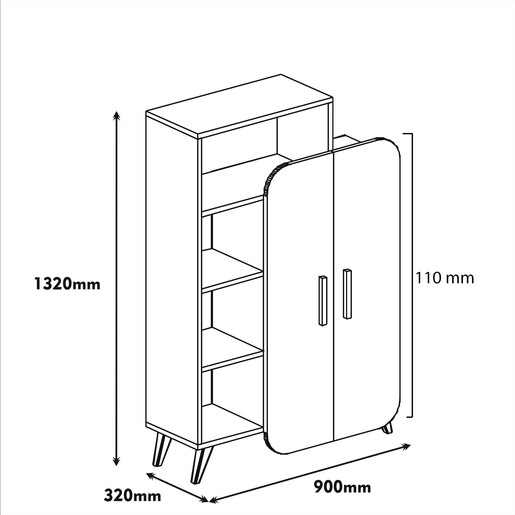 Polica za knjige, Form - Walnut, Yellow