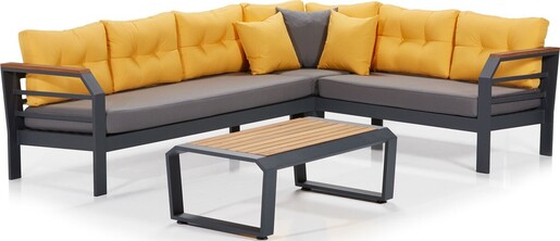 Vrtna garnitura, siva žuta boja crna boja, Assento Köşe Sarı