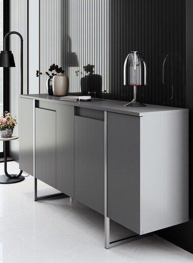 Komoda LUXE, antracit, srebrna boja