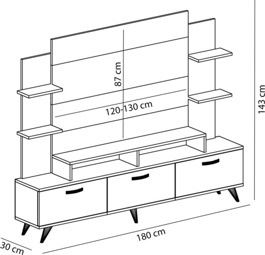 TV jedinica, Diana - White, Walnut