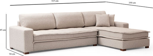 Kutna garnitura, LENA, desna, boja pijeska, Lena Corner (L3-CHL) - Sand Beige