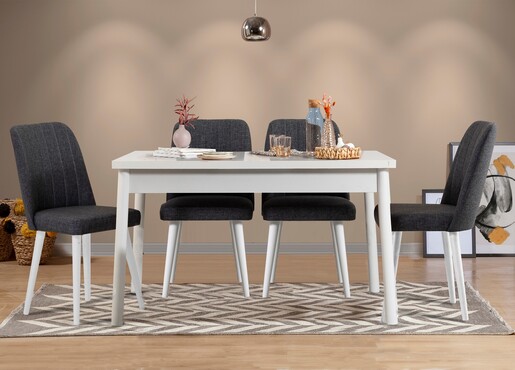 Set stolova i stolica (5 komada), Bijela boja Antracit, Costa 1053 - 1 B