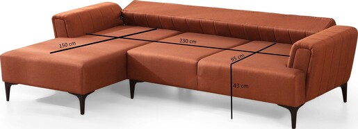 Kutna garnitura na razvlačenje Hamlet lijevi - Tile crvena